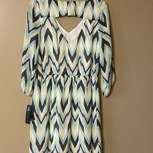 I.N. San Francisco blue green white mini dress